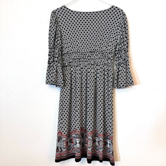 Max Studio Women's Black and White Geometric Print A-Line Dress Size Small - Picture 5 of 5